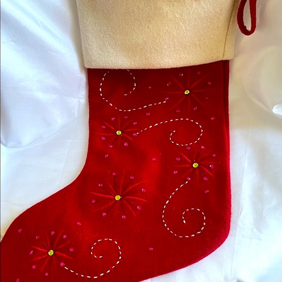 Crate & Barrel Res Christmas Stocking with Embroidered Design - Picture 2 of 7
